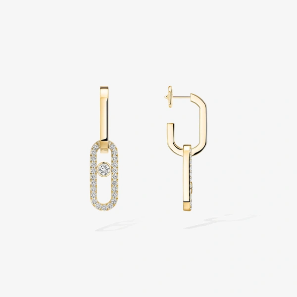 Messika Move Link Earrings in 18K Yellow Gold | Fine Earrings | Coveti