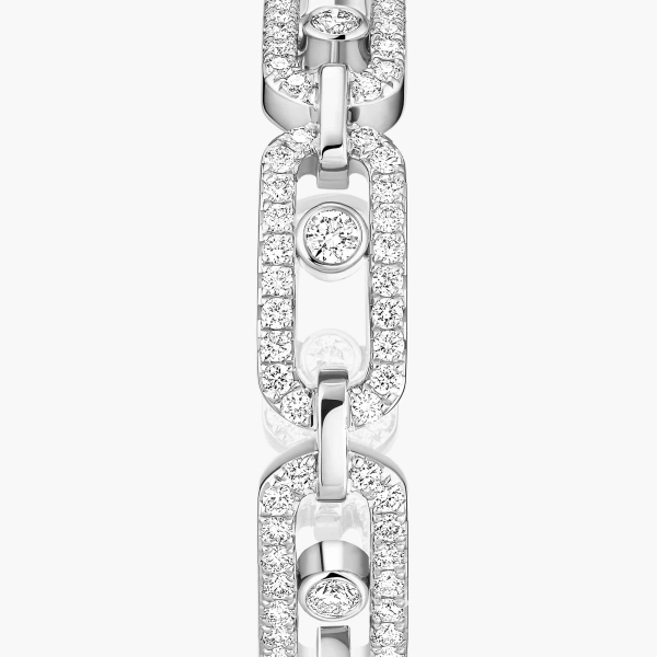 Messika Move Link Hoop Earrings in 18K White Gold, Small Model | Fine Earrings | Coveti