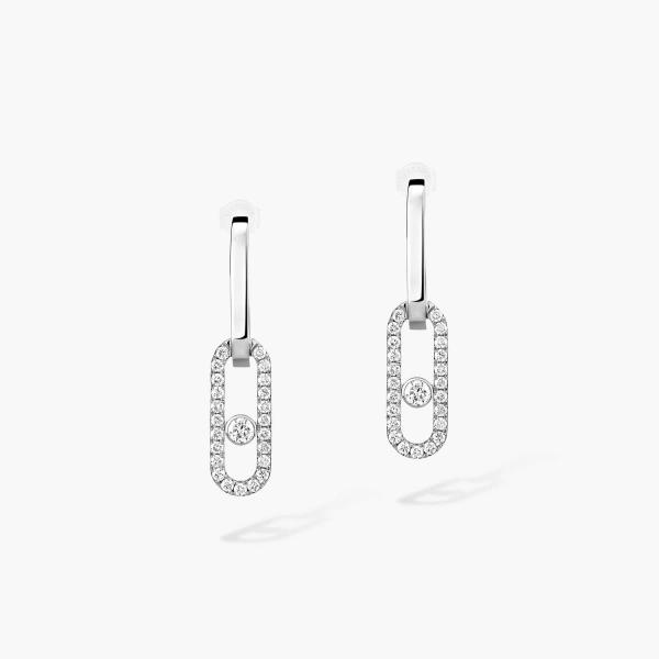 Messika Move Link Multi-Wear Earrings in 18K White Gold | Fine Earrings | Coveti