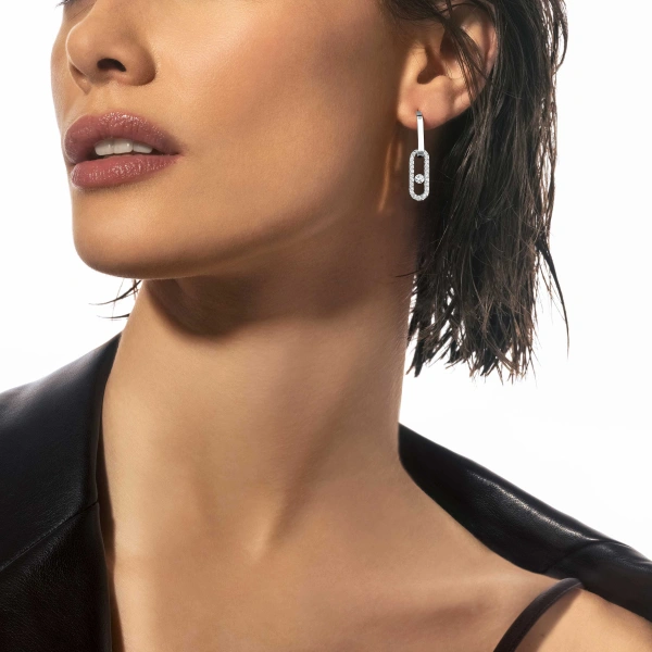 Messika Move Link Multi-Wear Earrings in 18K White Gold | Fine Earrings | Coveti