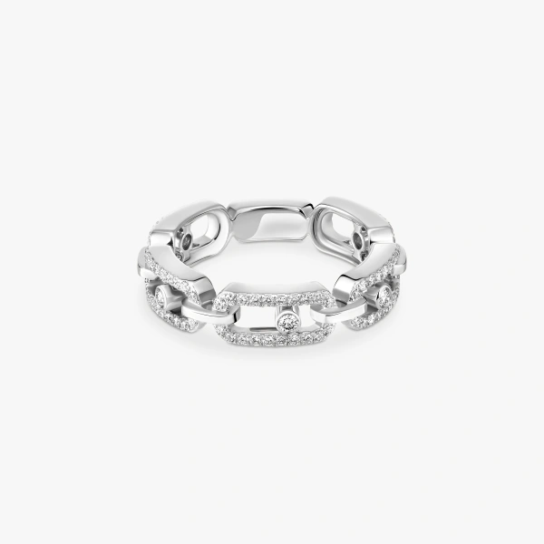 Messika Move Link Pave Ring in 18K White Gold | Fine Rings | Coveti