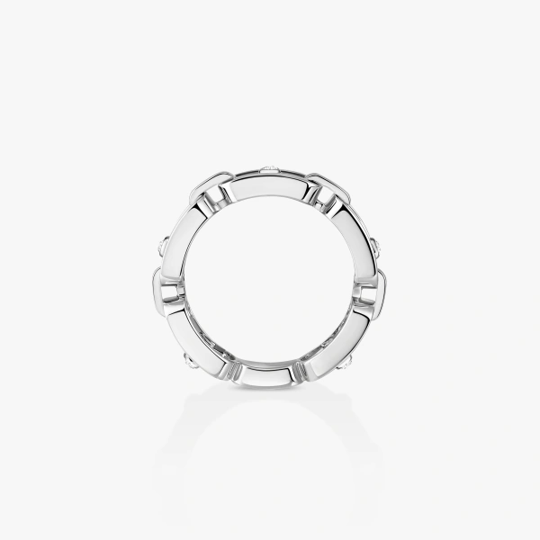 Messika Move Link Pave Ring in 18K White Gold | Fine Rings | Coveti