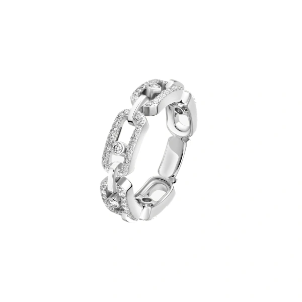 Messika Move Link Pave Ring in 18K White Gold | Fine Rings | Coveti