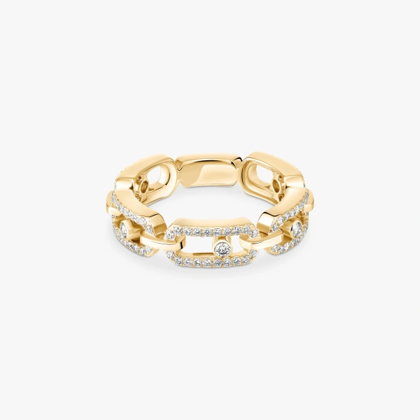Messika Move Link Pave Ring in 18K Yellow Gold | Fine Rings | Coveti