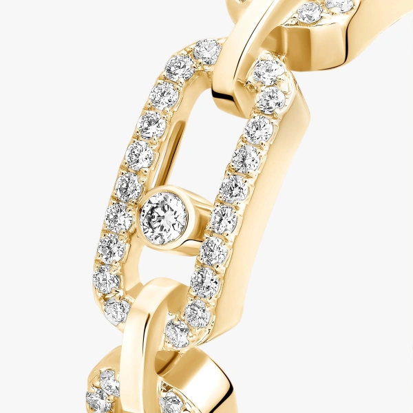 Messika Move Link Pave Ring in 18K Yellow Gold | Fine Rings | Coveti