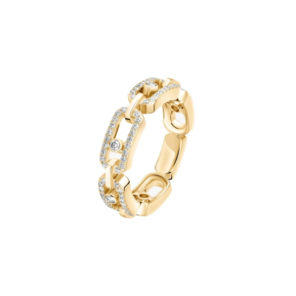 Messika Move Link Pave Ring in 18K Yellow Gold | Fine Rings | Coveti