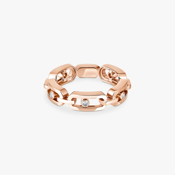 Messika Move Link Ring in 18K Pink Gold | Fine Rings | Coveti