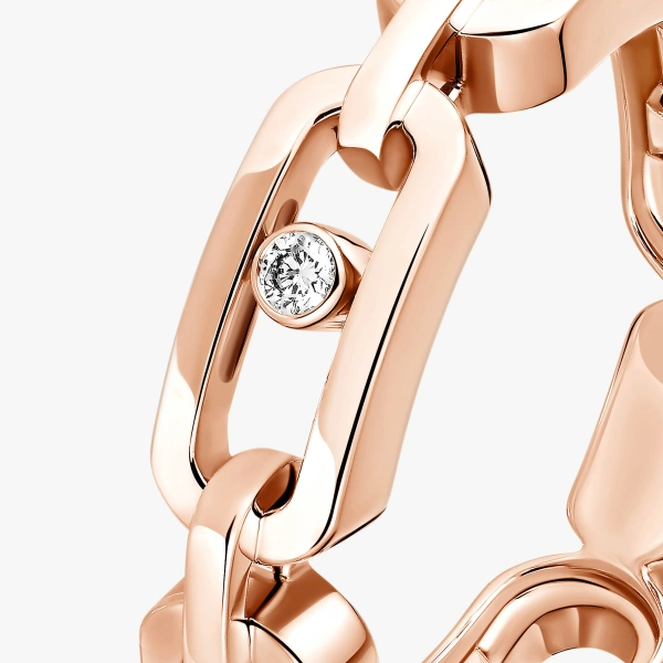 Messika Move Link Ring in 18K Pink Gold | Fine Rings | Coveti