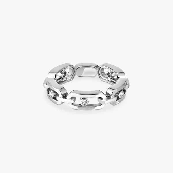 Messika Move Link Ring in 18K White Gold, Ref. 12078 | Fine Rings | Coveti