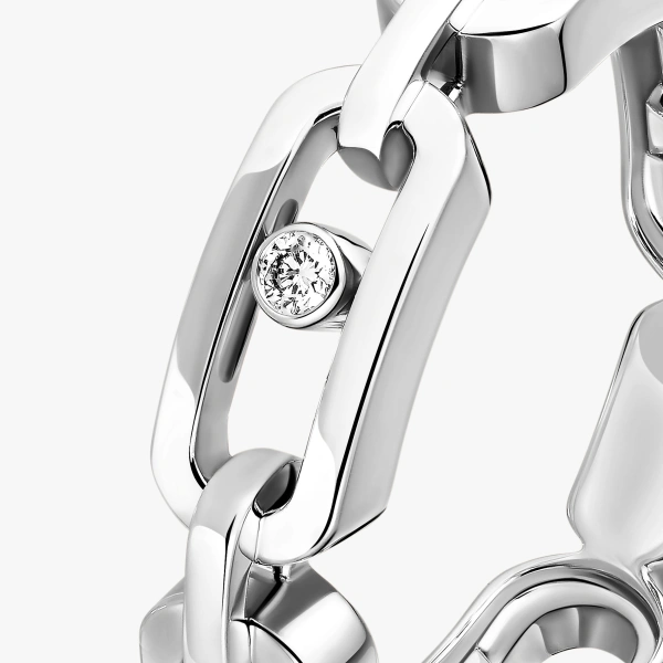 Messika Move Link Ring in 18K White Gold, Ref. 12078 | Fine Rings | Coveti