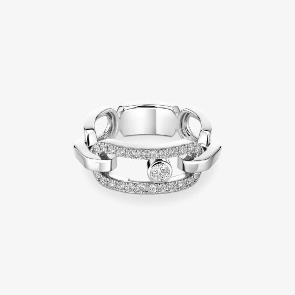 Messika Move Link Ring in 18K White Gold, Ref. 12728 | Fine Rings | Coveti