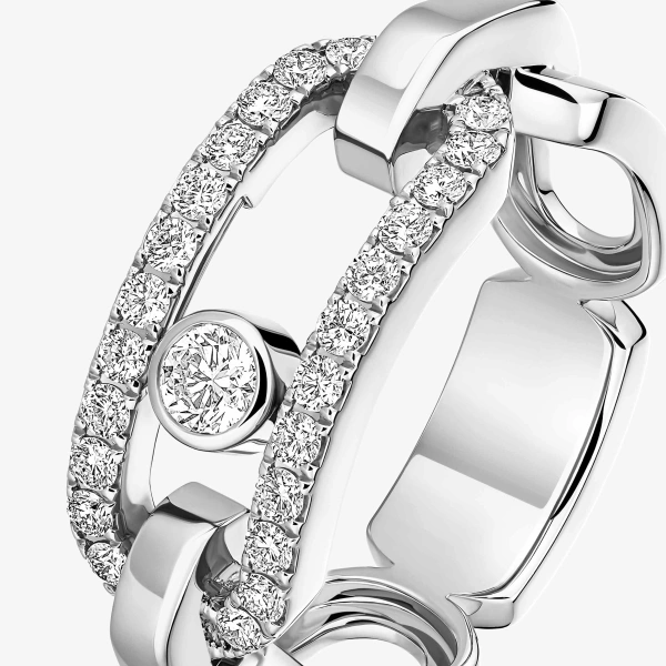 Messika Move Link Ring in 18K White Gold, Ref. 12728 | Fine Rings | Coveti
