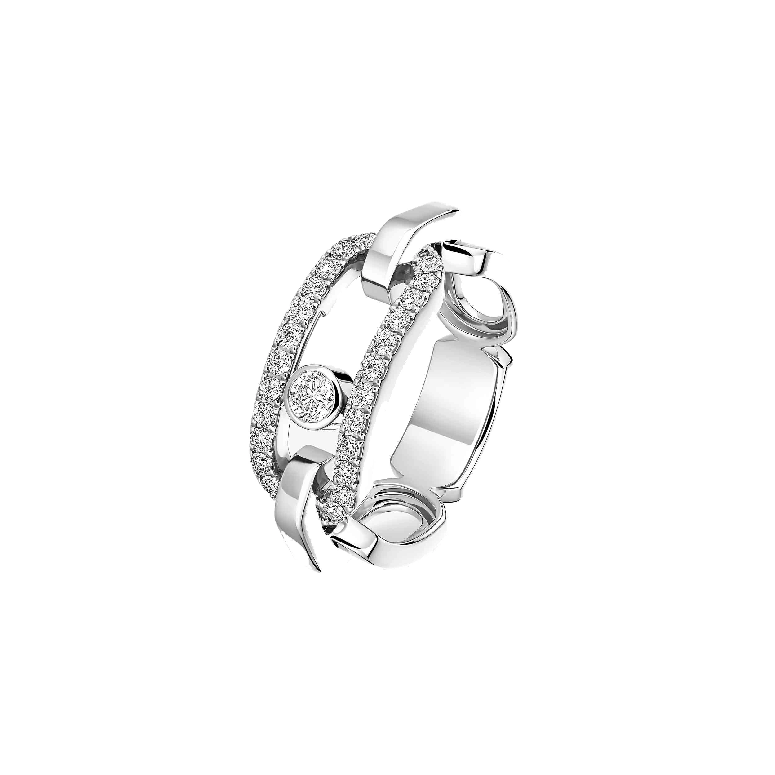 Messika Move Link Ring in 18K White Gold, Ref. 12728 Messika Move Link Ring in 18K White Gold, Ref. 12728 | Fine Rings | Coveti
