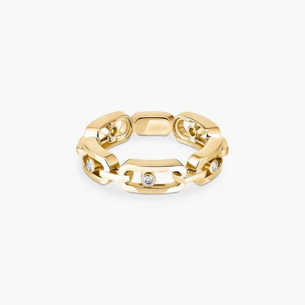 Messika Move Link Ring in 18K Yellow Gold | Fine Rings | Coveti