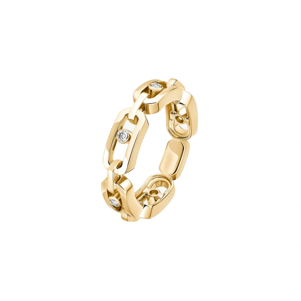 Messika Move Link Ring in 18K Yellow Gold | Fine Rings | Coveti