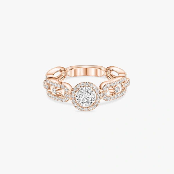 Messika Move Link Solitaire Ring in 18K Pink Gold, Small Model | Fine Rings | Coveti