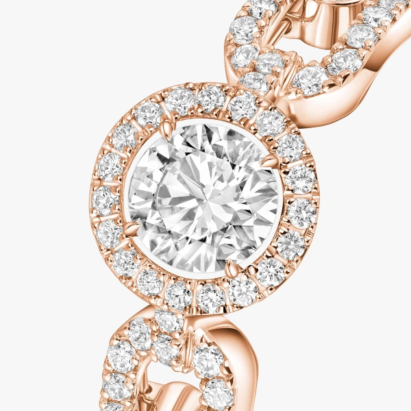 Messika Move Link Solitaire Ring in 18K Pink Gold, Small Model | Fine Rings | Coveti