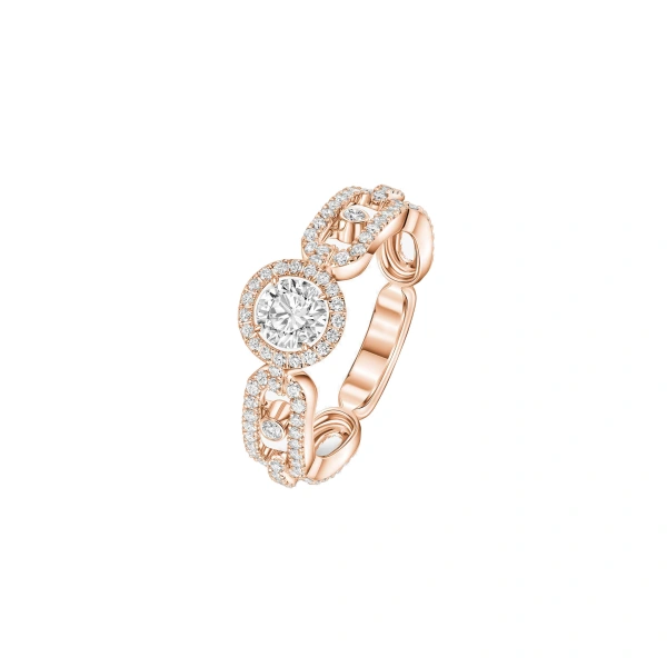 Messika Move Link Solitaire Ring in 18K Pink Gold, Small Model | Fine Rings | Coveti