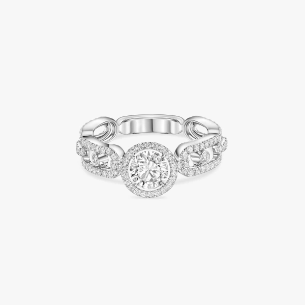 Messika Move Link Solitaire Ring in 18K White Gold, Medium Model | Fine Rings | Coveti