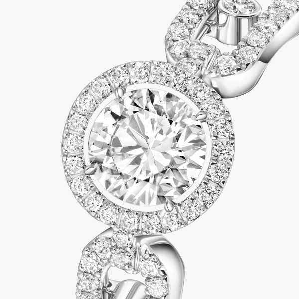 Messika Move Link Solitaire Ring in 18K White Gold, Medium Model | Fine Rings | Coveti