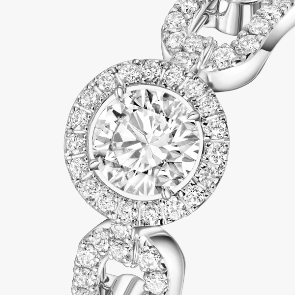 Messika Move Link Solitaire Ring in 18K White Gold, Small Model | Fine Rings | Coveti