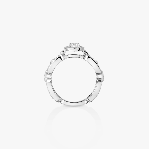 Messika Move Link Solitaire Ring in 18K White Gold, Small Model | Fine Rings | Coveti