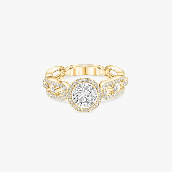 Messika Move Link Solitaire Ring in 18K Yellow Gold, Large Model | Fine Rings | Coveti