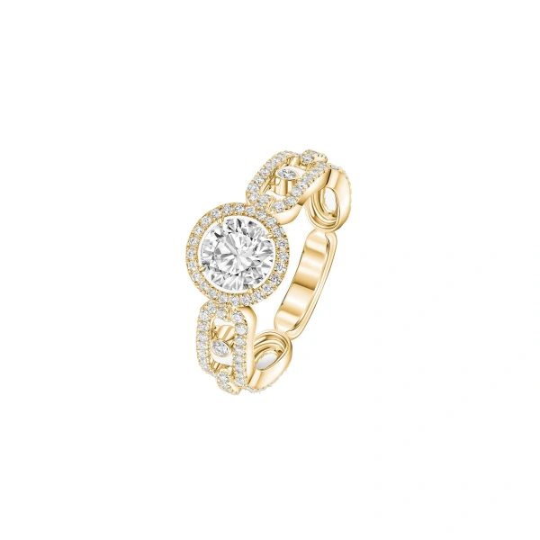 Messika Move Link Solitaire Ring in 18K Yellow Gold, Large Model | Fine Rings | Coveti