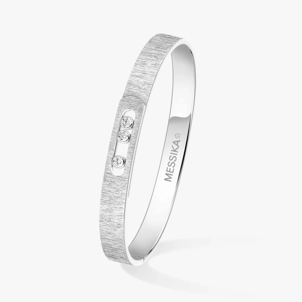Messika Move Noa Chiseled Bracelet in 18K White Gold, Medium Model | Fine Bracelets | Coveti