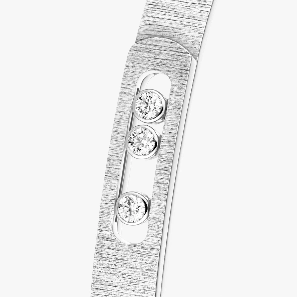 Messika Move Noa Chiseled Bracelet in 18K White Gold, Medium Model | Fine Bracelets | Coveti