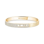 Messika Move Noa Chiseled Half Pave Bracelet in 18K Yellow Gold, Medium Model | Fine Bracelets | Coveti