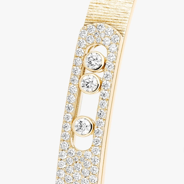 Messika Move Noa Chiseled Half Pave Bracelet in 18K Yellow Gold, Medium Model | Fine Bracelets | Coveti