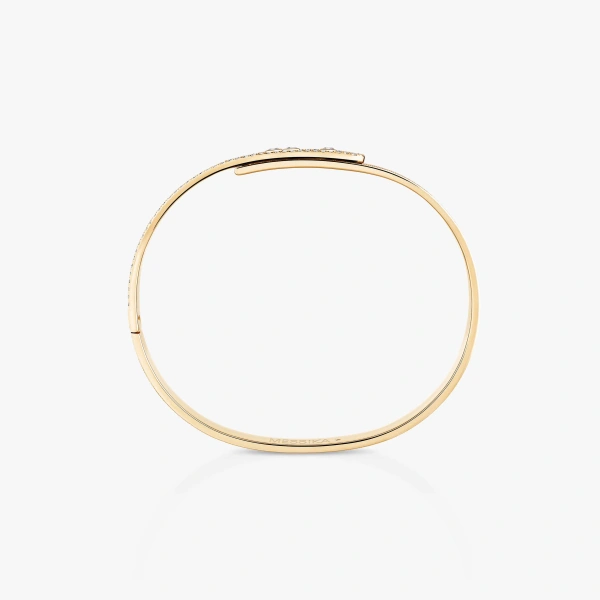 Messika Move Noa Chiseled Half Pave Bracelet in 18K Yellow Gold, Medium Model | Fine Bracelets | Coveti