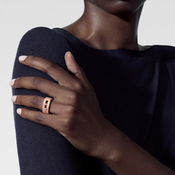 Messika Move Noa Chiseled Ring in 18K Pink Gold, Large Model | Fine Rings | Coveti