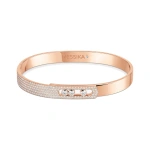 Messika Move Noa Half Pave Bracelet in 18K Pink Gold, Medium Model | Fine Bracelets | Coveti