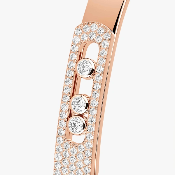 Messika Move Noa Half Pave Bracelet in 18K Pink Gold, Medium Model | Fine Bracelets | Coveti