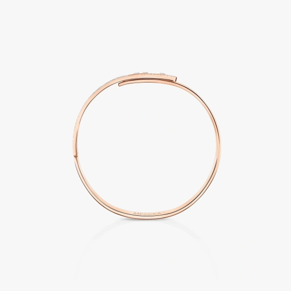 Messika Move Noa Half Pave Bracelet in 18K Pink Gold, Medium Model | Fine Bracelets | Coveti