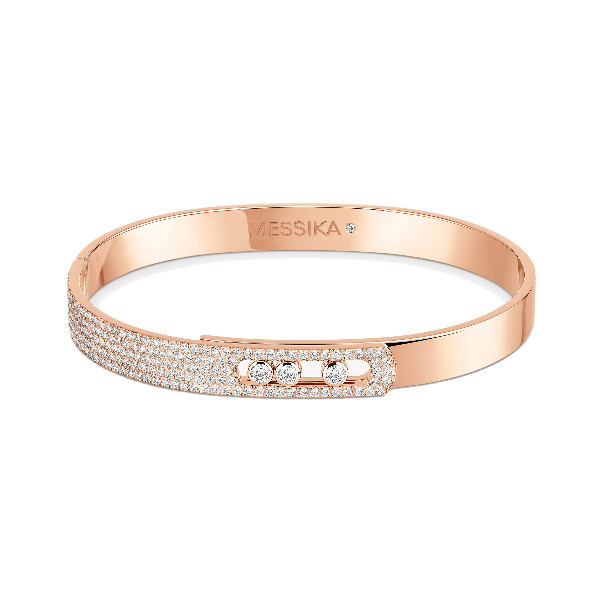Messika Move Noa Half Pave Bracelet in 18K Pink Gold, Medium Model Messika Move Noa Half Pave Bracelet in 18K Pink Gold, Medium Model | Fine Bracelets | Coveti