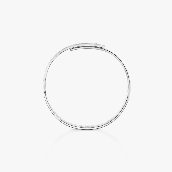 Messika Move Noa Half Pave Bracelet in 18K White Gold, Medium Model | Fine Bracelets | Coveti