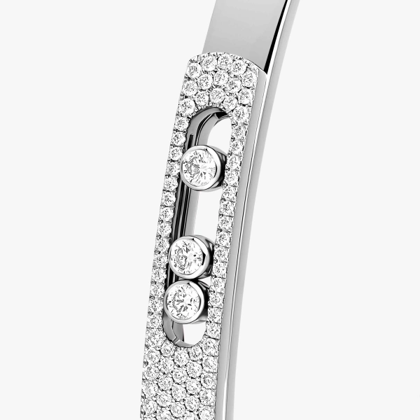 Messika Move Noa Half Pave Bracelet in 18K White Gold, Small Model | Fine Bracelets | Coveti