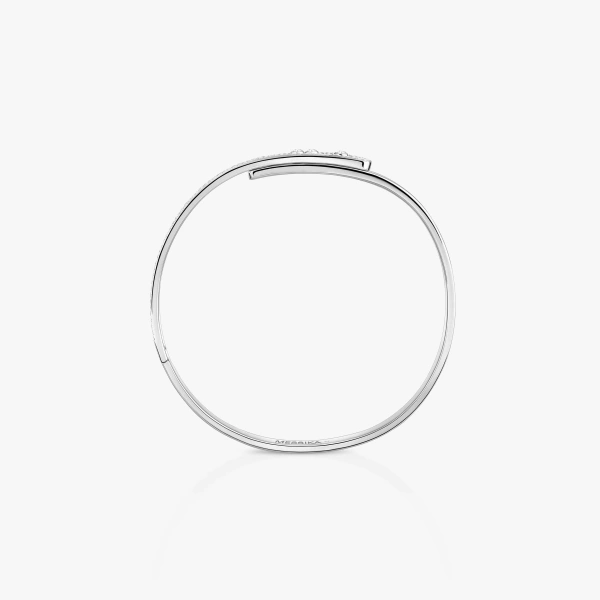 Messika Move Noa Half Pave Bracelet in 18K White Gold, Small Model | Fine Bracelets | Coveti