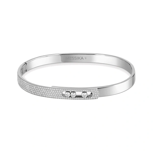Move Noa Half Pave Bracelet in 18K White Gold, Small Model
