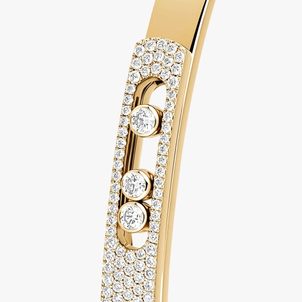 Messika Move Noa Half Pave Bracelet in 18K Yellow Gold, Small Model | Fine Bracelets | Coveti