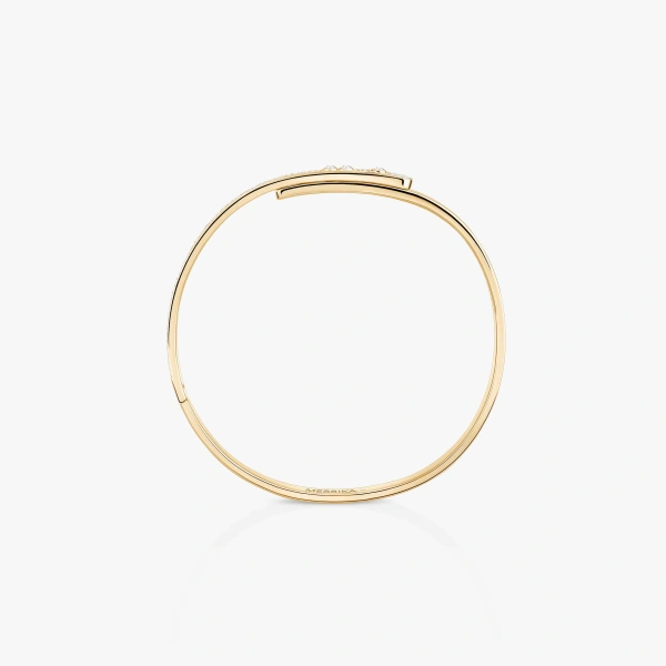 Messika Move Noa Half Pave Bracelet in 18K Yellow Gold, Small Model | Fine Bracelets | Coveti