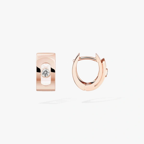 Messika Move Noa Hoop Earrings in 18K Pink Gold | Fine Earrings | Coveti