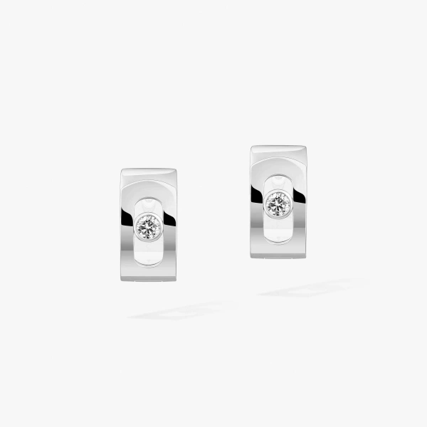 Messika Move Noa Hoop Earrings in 18K White Gold | Fine Earrings | Coveti