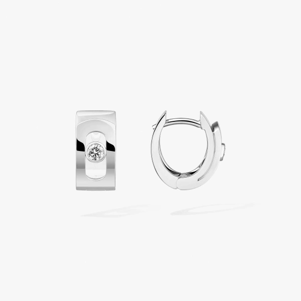 Messika Move Noa Hoop Earrings in 18K White Gold | Fine Earrings | Coveti