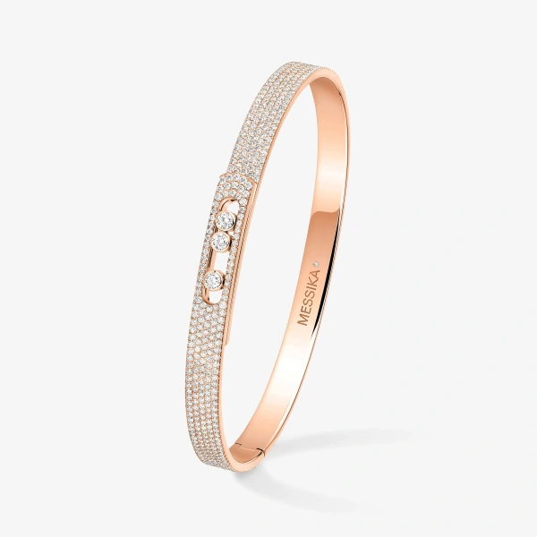 Messika Move Noa Pave Bracelet in 18K Pink Gold, Small Model | Fine Bracelets | Coveti