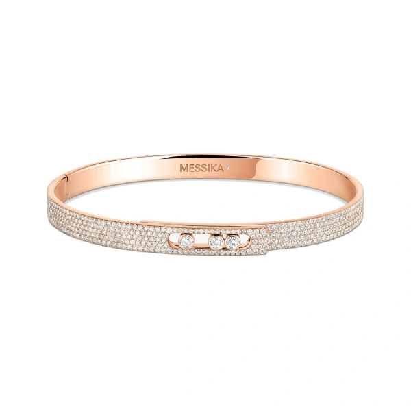 Messika Move Noa Pave Bracelet in 18K Pink Gold, Small Model | Fine Bracelets | Coveti