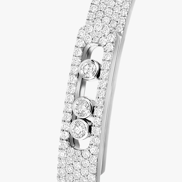 Messika Move Noa Pave Bracelet in 18K White Gold, Medium Model | Fine Bracelets | Coveti